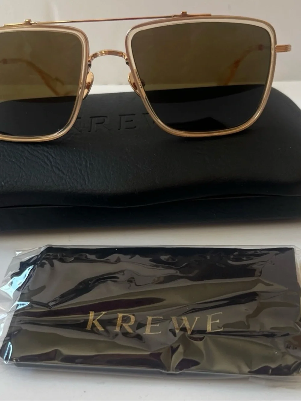 KREWE Vail Haze 18K Grass Green Polarized lenses Sunglasses NWT